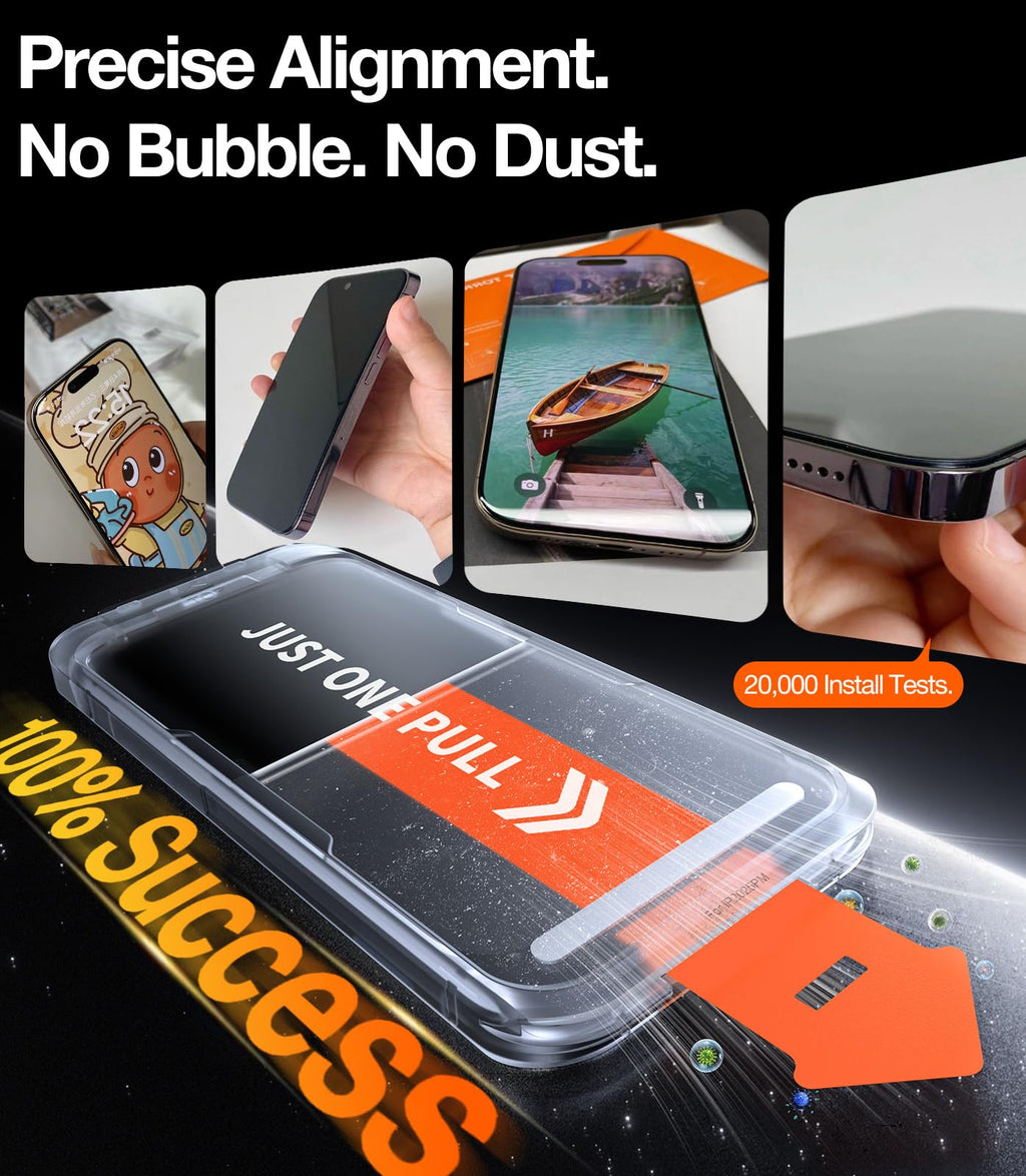 TORRAS Military-Grade Shatterproof for iPhone 16 Pro Max Screen Protector [9H+ Aerospace Tempered Glass＆ One-Step Installation] Full Coverage Fit Bubble Free Top-Notch Protection, 2 Pack, GlassGo X