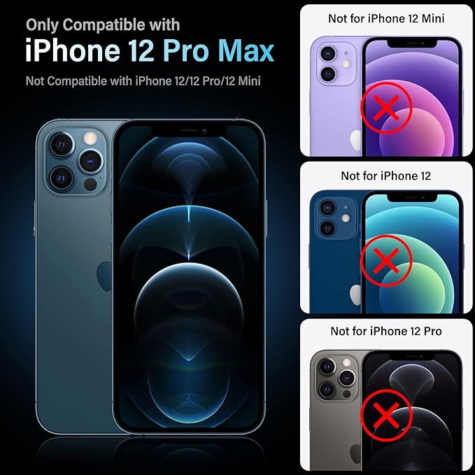 Uyiton Tempered Glass Screen Protector for iPhone 12 Pro Max, 9H Hardness, Scratch Resistant, Easy Installation, Protects Camera Lens