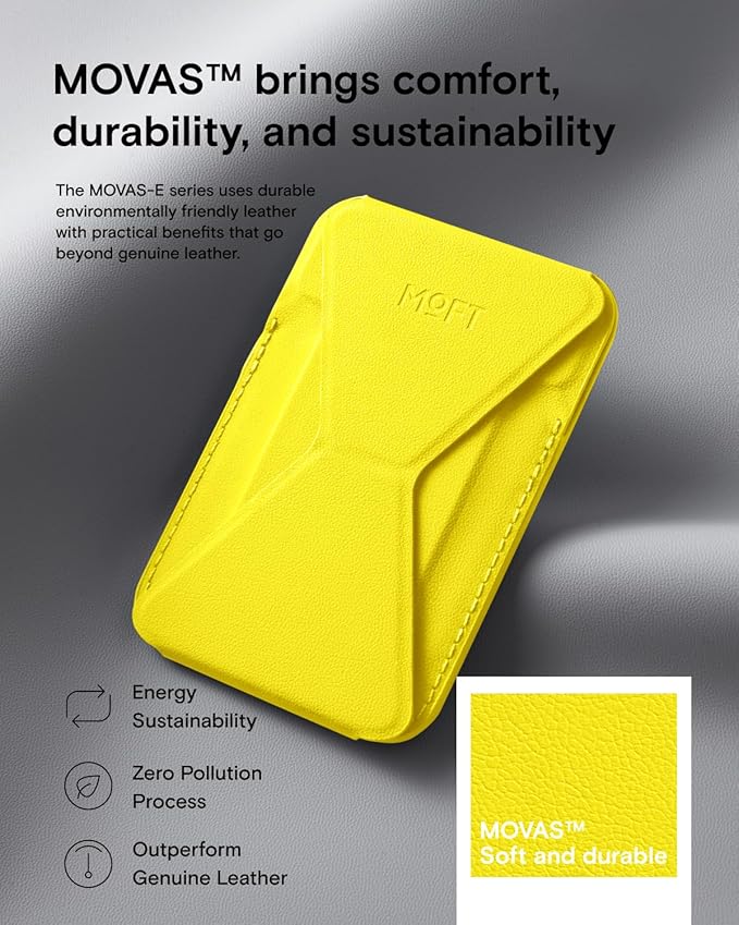 MOFT Magnetic Wallet Stand Compatible with iPhone 16/15/14/13/12 Series, Angle Adjustment & Magsafe Compatible MOVAS Phone Stand, Neon