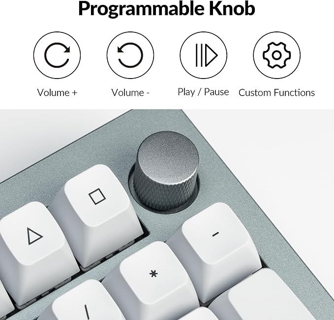 Keychron Q5 Pro QMK/VIA Wireless Custom Mechanical Keyboard, 96% Layout with Programmable Knob, KSA Double-Shot PBT Keycaps with Hot-swappable K Pro Red Switch for Mac Windows Linux - Gray