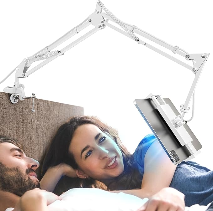 Foldable Tablet Stand, Tablet Mount Adjustable for Bed,Universal Flexible Tablet Holder with 360 Degree Rotation for iPad/iPhoneX/iPad Pro/N-Switch,or Other 4.5~13.5 Inches Devices (White)