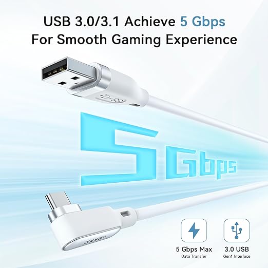 AMVR 16FT(5M) Charging Link Cable Accessories Compatible with Meta Quest 3/3S/Pico 4 - Data Line with Separate Fast Charging Port, High-Speed Max 5Mbps Transfer to PCVR/SteamVR, Play While Charger
