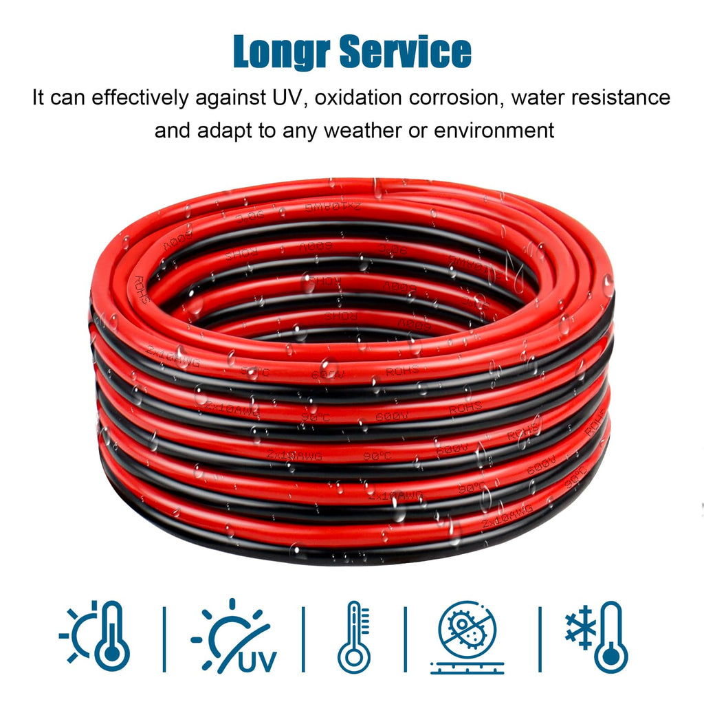 14 Gauge Wire 2 Conductors Copper Wire, 14 AWG Battery Cable Oxygen Free Copper Wire for Solar Panel, Automotive, Trailer, RV and Speaker (14 Gauge 200FT)