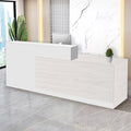 Reception Desk with Counter Modern Checkout Counter with Lockable Drawer Keyboard Tray Receptionist Desk for Office Salon Reception Table R Right 59inch/150cm