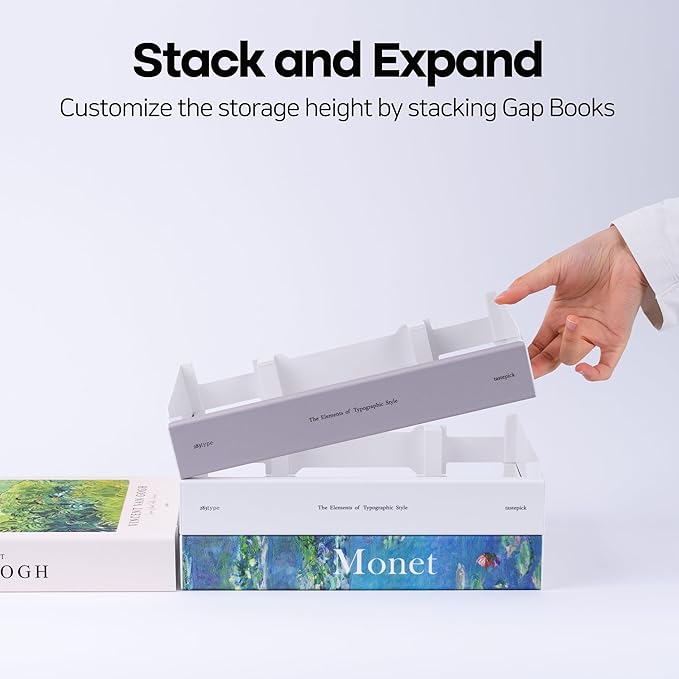 Book Shape Decorative Cable Management Box - Expandable Cable Organizer Box with Magnetic Closure for Home & Office (GoghMonet, Standard)