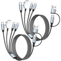 Travel Essentials 4 in 2 Multi Charging Cable for iWatch Charger(2Pack 5FT),USB A/USB C Multiple Charger Cable/Cord for All Devices Compatible for iWatch Ultra/SE/10-1,iPhone 16-11, Android,More