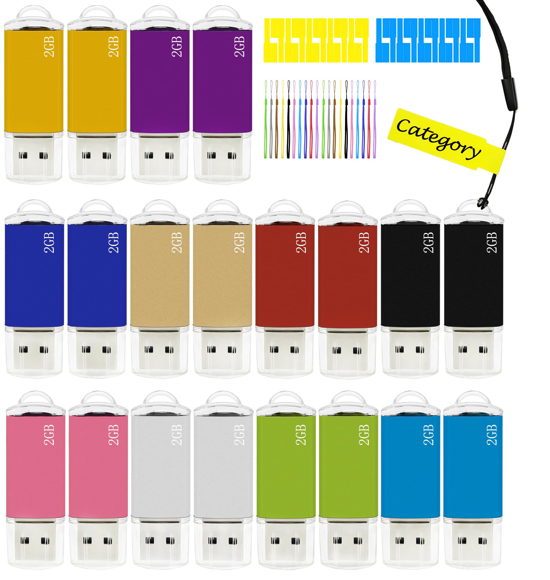 2GB USB Flash Drive 20 Pack Nicepicten Bulk USB Stick 2.0 Jump Thumb Drive