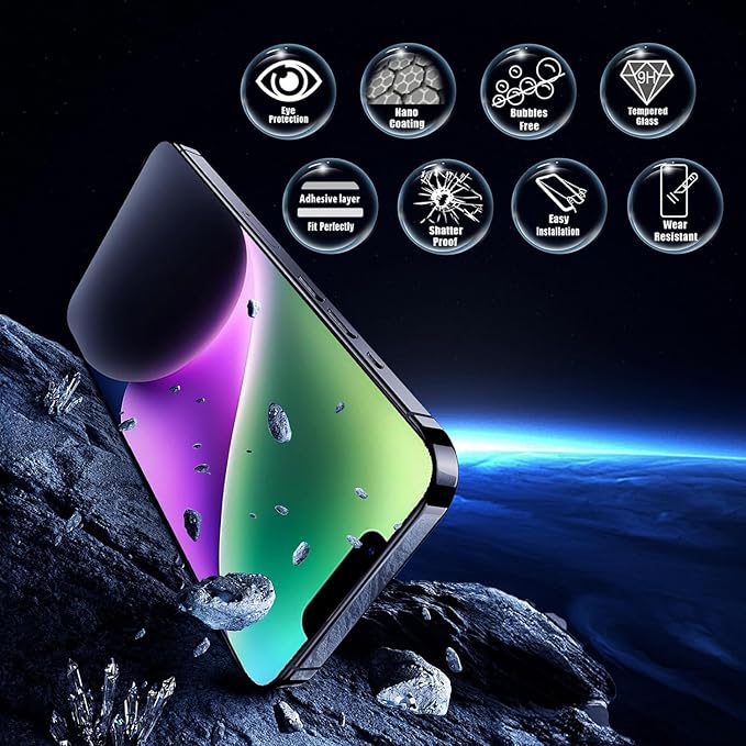 Screen Protector for iPhone 16e /13/13 Pro /14 [6.1 Inch], Colorless Anti-Blue Light Tempered Glass Films, HD Clear, 9H Hardness, No Bubbles, Case Friendly 2 pcs