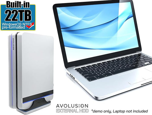 Avolusion PRO-X Series USB 3.0 External Hard Drive for WindowsOS Desktop PC/Laptop (White) - (22TB) (Renewed)