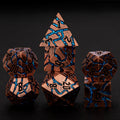 Maywin Cracked Rune Metal Dice Set for DND & RPG – Dark Fantasy Fractured Design, Premium Heavy Metal Polyhedral Dice with Deep Engraved Numbers, 7-Piece Set – Blue Arcane Vein