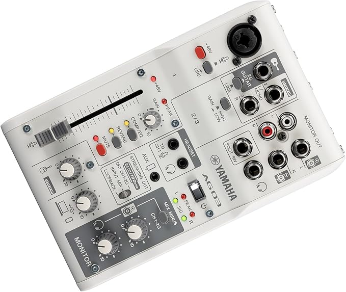 Yamaha AG03MK2 White 6-Channel Live Streaming Loopback Mixer/USB Interface with Steinberg Software Suite