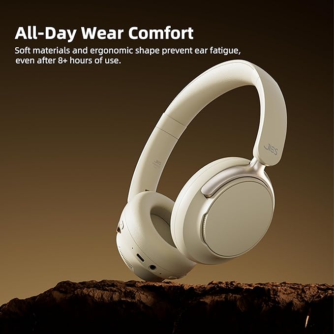 Active Noise Cancelling Headphones,Wireless Headphone with Transparent Mode,Hi-Res Audio,Deep Bass,160H Playtime,Foldable Storage Over Ear Bluetooth Headset for Daily Use/Gaming/Work/Travel-Beige