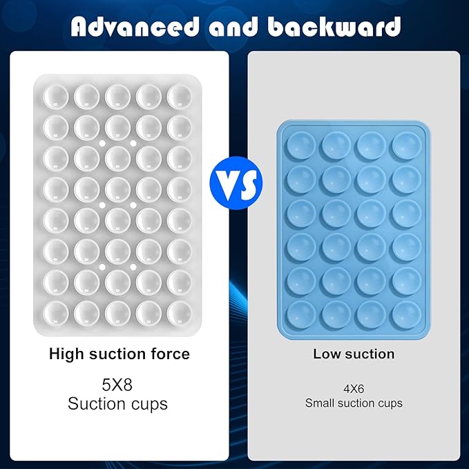 Silicone Double Sided Suction Phone Case Mount, Detachable Hands Free & Strong Grip Holder for Selfies & Videos, Compatible iPhone Android (White, 1Pack)