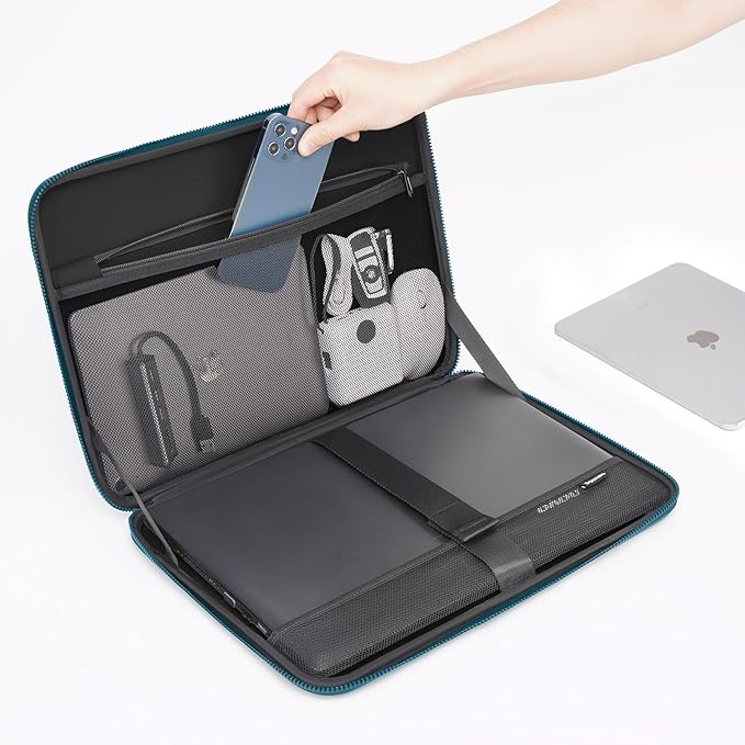 DOMISO 14 inch Laptop Sleeve with Handle Shockproof Computer Bag Waterproof EVA Protective Carrying Case for 14" ThinkPad E480/Yoga 920/13.5" Microsoft Surface Book/HP Pavilion 14 Stream 14, Teal