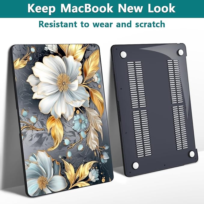 Teryeefi Pattern Hard Case Compatible with MacBook Air 13 inch Case 2021-2018 M1 A2337 A2179 A1932 with Retina Display, Plastic Hard Shell + Keyboard Cover + Screen Protector, W-Modern Abstract Art