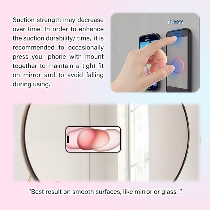 2 Pack Double Sided Silicone Suction Cup Phone Case Mount, Hands-Free Silicon Phone Grip with Higher Suction Power for Selfies and Videos, Non Slip Phone Accessories, Rose Red