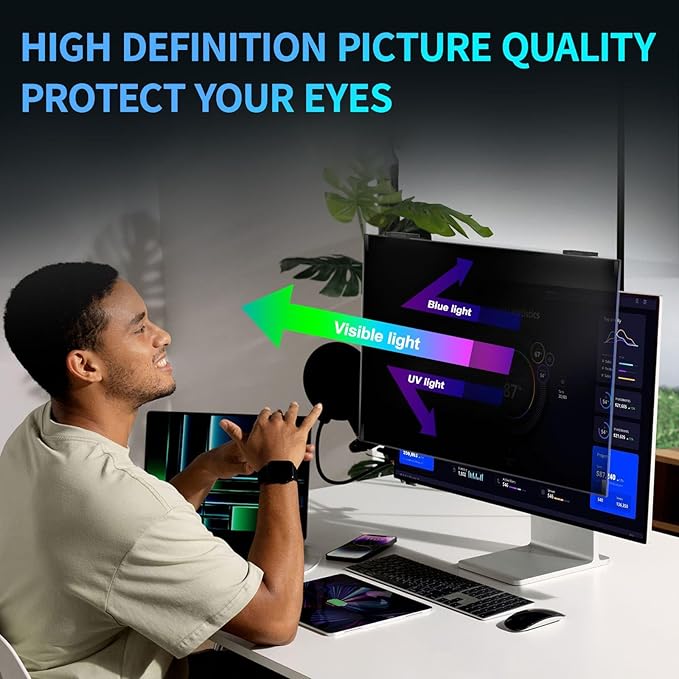 Magnetic Computer Privacy Screen 23.6 inch, Hanging Privacy Screen for Computer Monitor for 16:9 Frameless Monitor, Acrylic Eye Protection Anti Glare Blue Light Computer Screen Privacy Filter