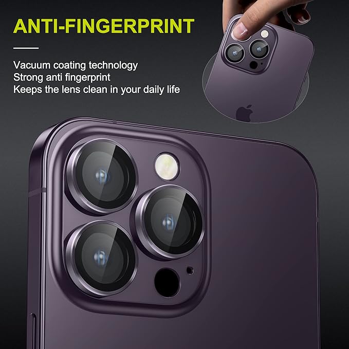 WSKEN for iPhone 14 Pro/iPhone 14 Pro Max Camera Lens Protector,[Night Shooting Mode] HD Tempered Metal Glass Camera Screen Protector Cover Film Accessories,Deep Purple + Colorful