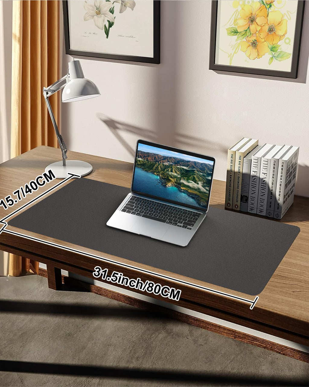 Small Desk Mat,Leather Desk Pad Protector,Desk Mouse pad,Office Desk mat,Laptop Mat for Desk, Non-Slip PU Leather Desk Blotter,Waterproof Desk Writing Pad for Office/Home(31.5"x15.7",Dark Grey)