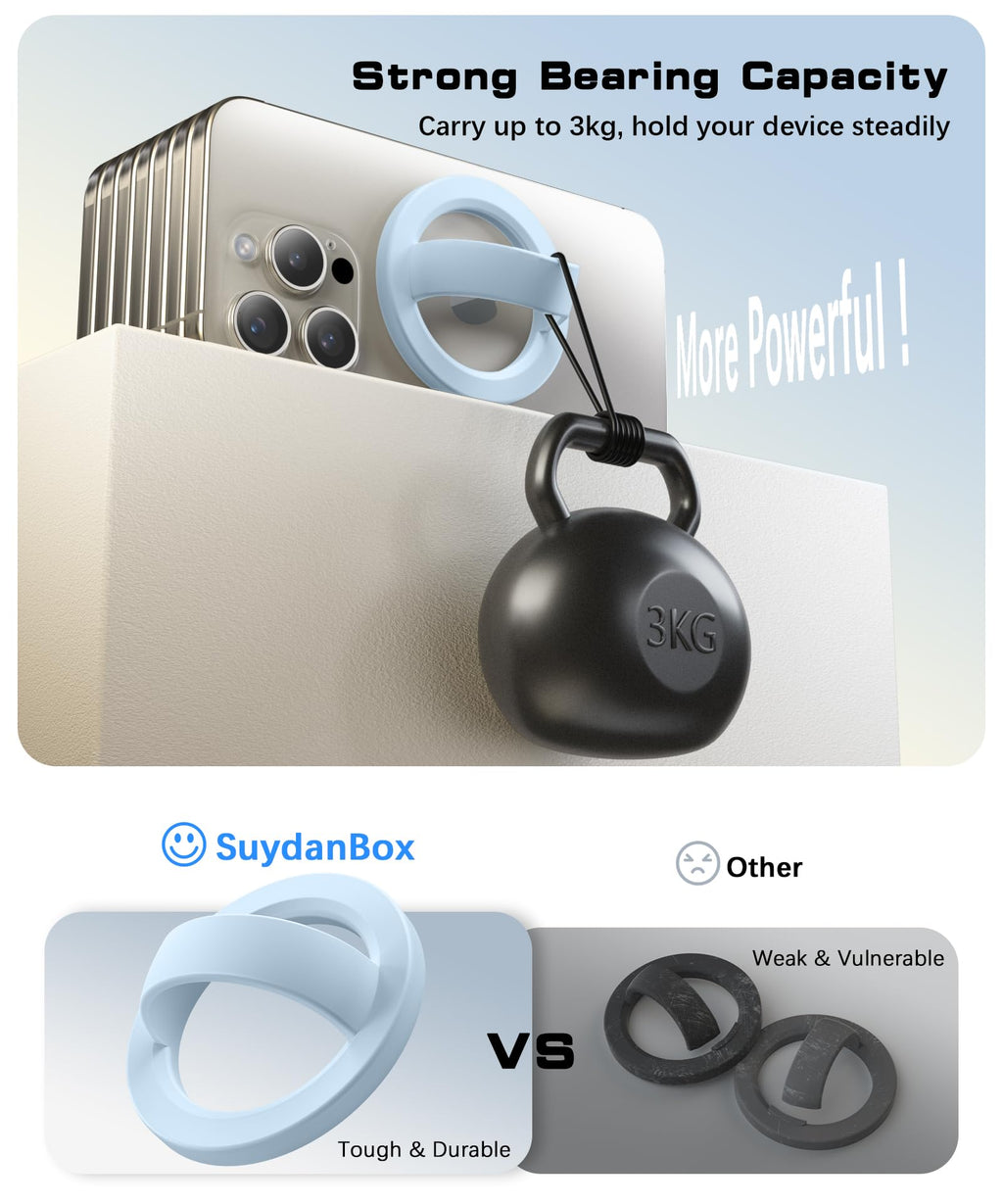 GONEZ Magnetic Phone Grip Compatible with MagSafe, Removable Silicone Loop Grip, Phone Ring Holder for Back of Phone for iPhone 17/16/15/14/13/12 Series, Blue