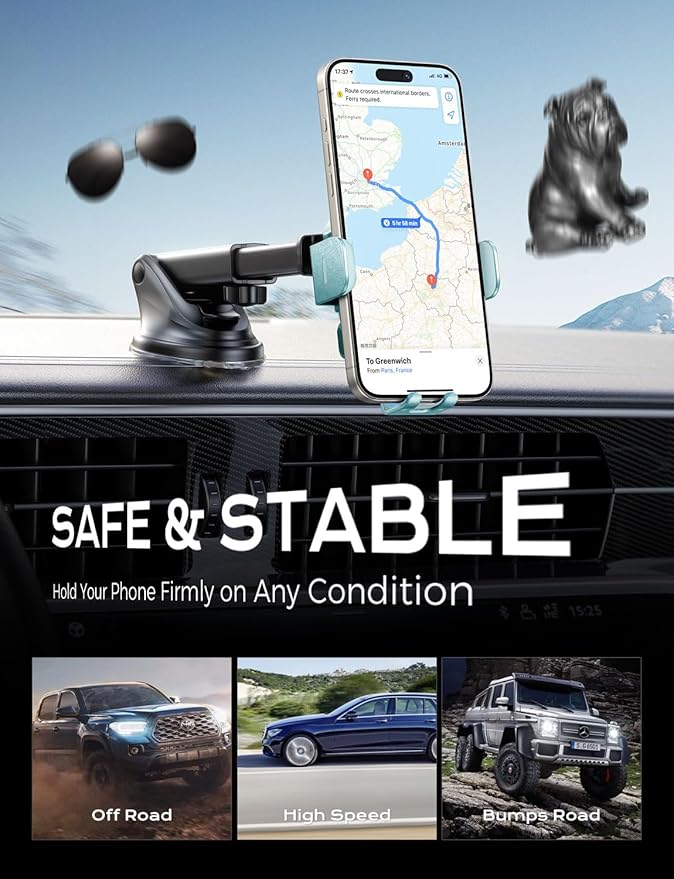CHGeek Wireless Car Charger, 15W Fast Charging Auto Clamping Car Charger Phone Mount Phone Holder fit for iPhone 16 15 14 13 12 Pro Max 11 XR XS, Samsung Galaxy S25 Ultra S24 S23 S22, Dark Teal