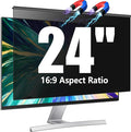 Magnetic Computer Privacy Screen Filter 24 Inch for Frameless Monitor Thin Bezel 16:9 Widescreen, 24in Hanging Removable Anti Blue Light Eye Protection Shield, Anti Spy Protector Panel