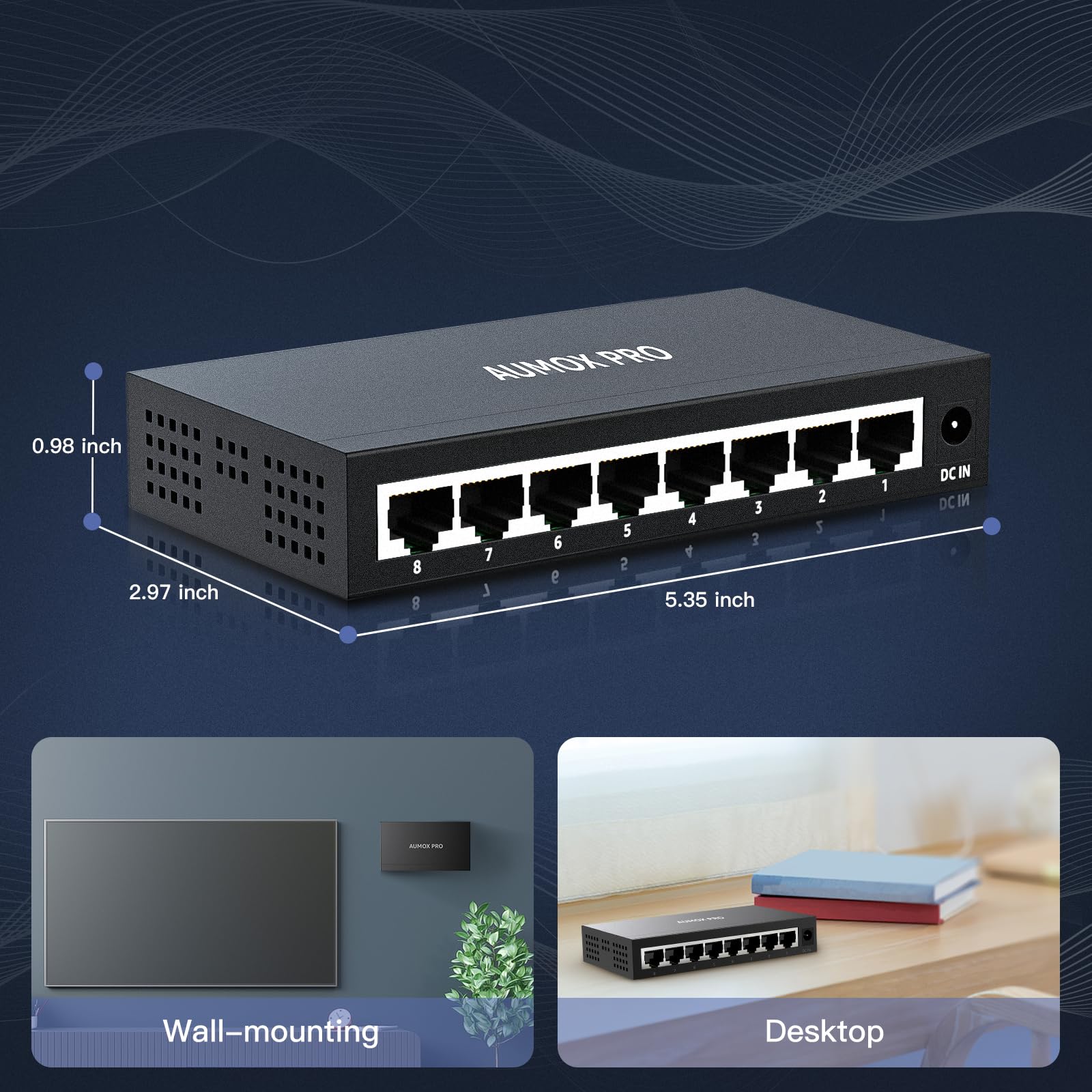 AUMOX PRO 5 Port Gigabit PoE Switch 78W 4 PoE+1 Uplink VLAN Unmanaged