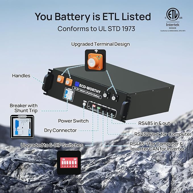 ECO-WORTHY Home Power Station Backup Power,10000W AC Output+30720Wh LiFePO4 Battery with Communication Bluetooth WiFi+6-Layer Movable Server Cabinet for Home Backup,Emergency,Solar System Components
