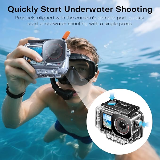 REYGEAK Waterproof Case for DJI Osmo Action 5Pro/4/3,164FT/50M Underwater Protective Housing Dive Kit,Diving Housing Cover Shell with Magnetic Quick Release Interface.