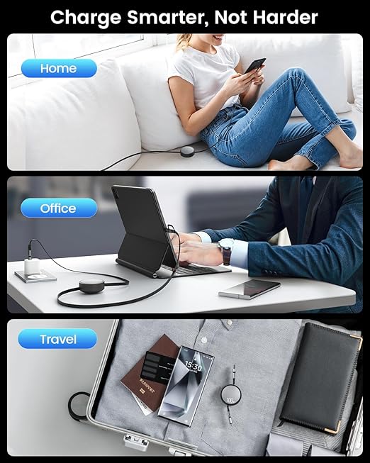 CAFELE 5-in-1 Retractable USB C Cable, 100W Multi Charging Cable USB C/A to L/Type C, 5A Fast Charging Multiple Charger Cord for Multiple Devices, Phone 16/15/14, Galaxy S24/S23, MBook, Pad (3.6ft)
