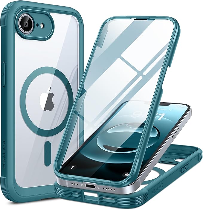 Miracase Magnetic for iPhone 12 Pro Max Case [Compatible with MagSafe] Full-Body Phone case with Built-in Glass Screen Protector& Camera Protector, Military Drop Proof 12 Pro Max Cover