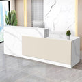 Reception Desk with Counter Modern Checkout Counter with Lockable Drawer Keyboard Tray Receptionist Desk for Office Salon Reception Table N Right 59inch/150cm
