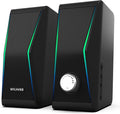 Computer Speakers, Bluetooth 5.0 Hi-Fi Stereo PC Speakers, 4 Dynamic Lighting Modes, AC Adapter Powered and 3.5mm AUX-in Computer Speakers for Desktop PC, Monitor, Laptop, Tablet, Phone