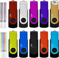 4GB USB Flash Drive 10 Pack, Nicepicten USB 2.0 Thumb Drives Zip Drive USB 4GB Memory Stick Swivel Pendrive Jump Drives Multipack with 10PCS Lanyard for Events Office (Colorful 10Pack 4 GB)