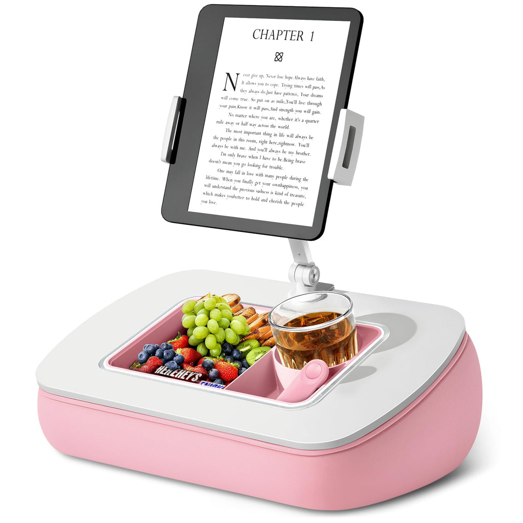 ERGONOV Tablet Pillow Stand for Lap, Adjustable iPad Holder with Snack Bowl