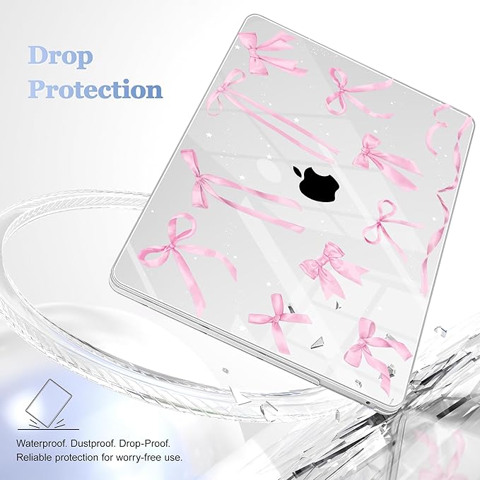 Case for MacBook Pro 13 inch with/Without Touch Bar (2016-2022, M2 A2338 M1 A2289 A2251 A2159 A1989 A1706 A1708), Hard Shell + Keyboard Cover + Dust Plug, Bowknot