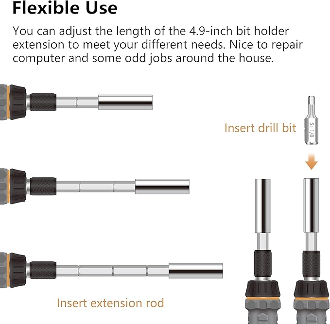 MulWark 63PC Magnetic Ratcheting Screwdriver Bit Set - Multibit Screw Driver with Screwdriver Bits Including Slotted, Torx, Hex, Pozi, Philips, Square; Nut Driver Set for SAE and Metric