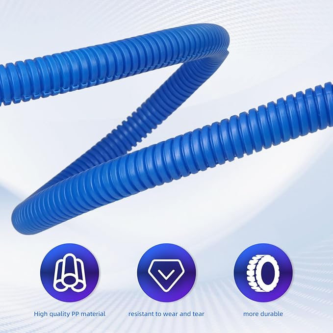 Split Wire Loom Tubing, 10,25ft Cord Protectors from Pets No Chew, Flexible Wire Covers Cord Protectors, Protective Split Cable Sleeve for Automotive Home Industrial Wires(Blue, 0.98inch-25ft)