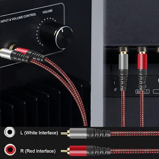 RCA Cable 20Ft,2Rca Male to 2-RCA Male Audio Stereo Subwoofer Cable [Hi-Fi Sound] Nylon-Braided Auxiliary Audio Cord for Home Theater, HDTV, Amplifiers, Hi-Fi Systems,Speakers and etc (20Ft)