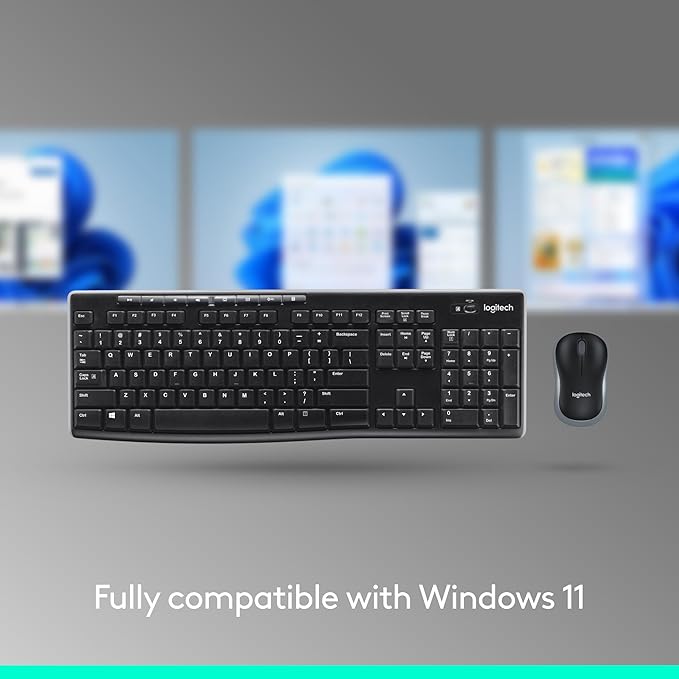 Logitech MK270 Wireless Keyboard and Mouse Combo for Windows, 2.4 GHz, 8 Multimedia Keys, PC, Laptop, Wireless Keyboard Compact Mouse Combo - White