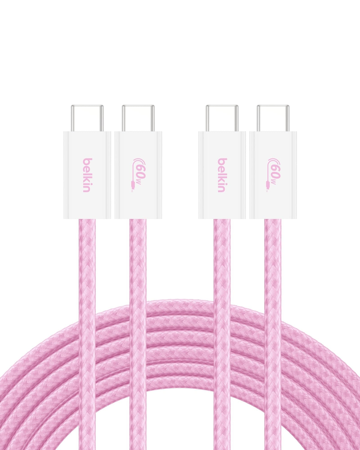 Belkin USB C to USB C 60W Braided Cable 2 Pack, 6.6ft iPhone Charger Cord