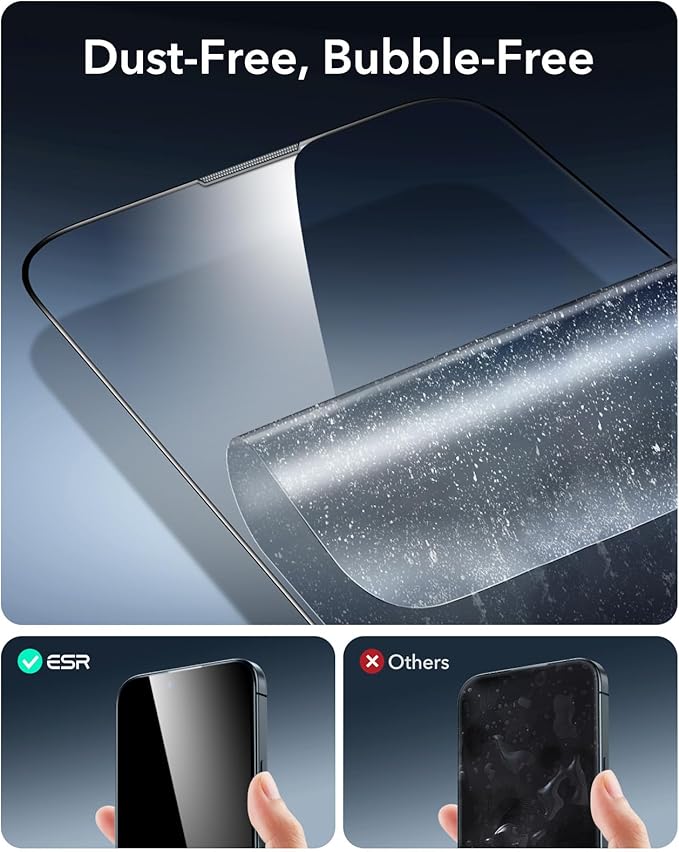 ESR 3 Pack 9H+ Glass for iPhone 16e/ iPhone 14/ iPhone 13/13 Pro Screen Protector, [Military Grade Shatterproof & Longest Durable] Armorite Ultra-tough Full Coverage Tempered Glass with UltraFit Tray