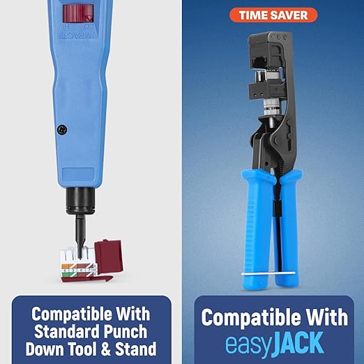 Everest 90° Angled RJ45 Cat6A Keystone Jacks 10-Pack in Red - Slim Profile Female RJ45 Connectors - Cat 6A Keystone Jack - Compatible with 90° Angled Speed Termination Tool - easyJACK (B094WB91H3)