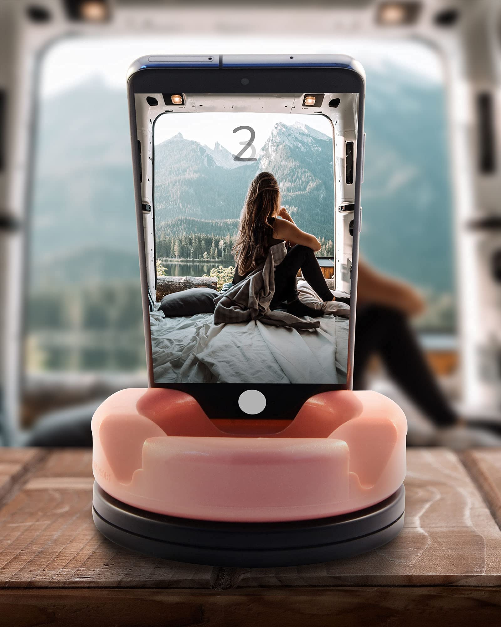 GoDonut 360 Swivel – Smartphone and Tablet Stand and Desk Organizer with 360 Degrees Device Rotation - Compact and Portable for Travel, Office and Home - Made in USA (Black)