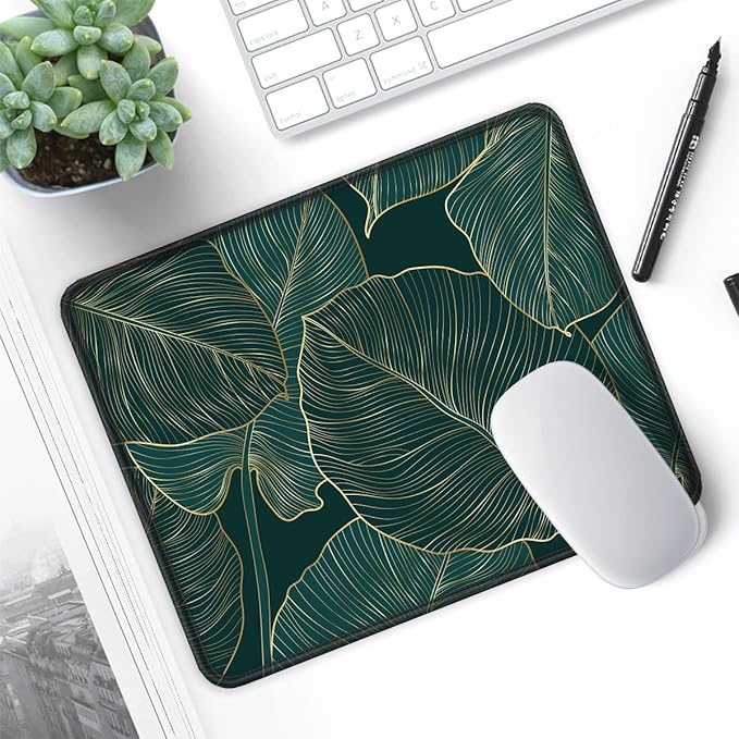 ITNRSIIET Mouse Pad with Stitched Edge Premium Textured Smooth Precise Operation Waterproof Washable Non-Slip Rubber Base Desktop Protection Mat, 10.2×8.3×0.12 inches, Palm Texture