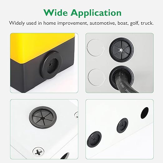 Rubber Grommets for Wiring, 2-3/8 Inch Drill Hole, 2-1/16 Inch ID, Firewall Grommets Automotive Cable Cords Hoses Protection, Double-Sided Rubber Plugs for Round Holes, 4 Pcs, 52x60 mm