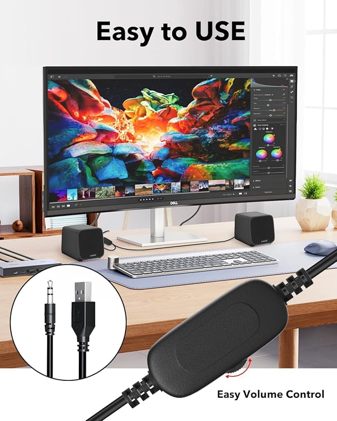 Computer Speakers with Colorful RGB Lights, USB Powered 3.5mm Aux- in Mini PC Speakers, Small Computer Speakers USB Powered 3.5mm Aux Speaker for PC,Laptop,Tablet,Phone