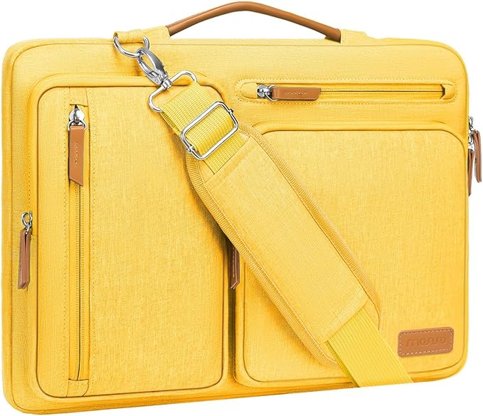 MOSISO 360 Protective Laptop Shoulder Bag,13 inch Computer Bags Compatible with MacBook Air M4 M3 M2 M1 2025-2018/Pro 13 2025-2016,Side Open Messenger Bag with 4 Zipper Pockets, Yellow