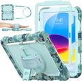 SEYMAC stock Case for iPad (A16) 11th/10th Generation 11''/10.9'' 2025/2022, Full-Body Drop Protection Case with Screen Protector &360° Rotate Hand Strap/Stand, SkyBlue Camo