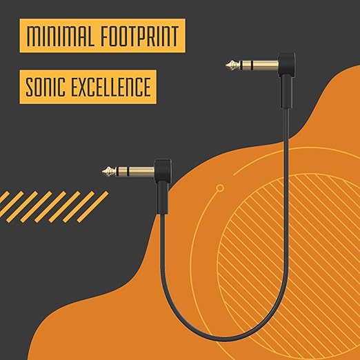 Rock Stock 1/4" Stereo TRS Flat Patch Cables - 12" Ultra-Thin, Right Angle, Low Profile, Gold Plated, Braided Shielding - Maximize Pedalboard Space, Eliminate Noise, Connect Guitar Effects Pedals